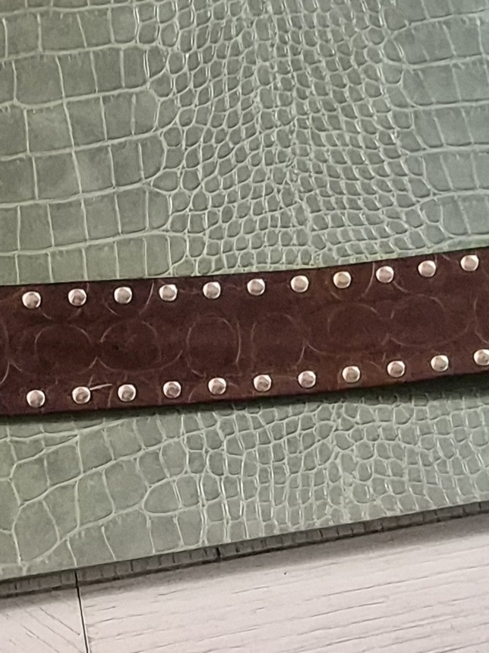 Coach Brown Leather Studded Belt with Antique Gold Buckle - Picture 2 of 6
